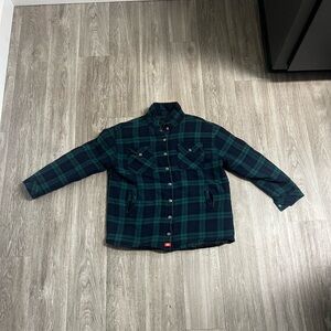 DICKIES Plaid Snap-Front Jacket Forest Green Size M